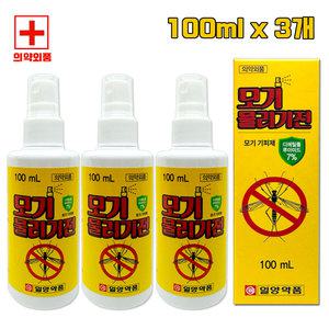 일양약품 뿌리는 모기기피제 모기물리기전 스프레이 100ml 3개 dm