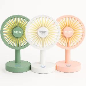윈디 미니 탁상용 선풍기 사무실 독서실 무소음 캠핑 무드등 2개