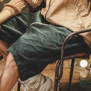 [아이에스이랩]허리밴딩 골덴 버뮤다 오버핏 하프 반바지 I5PT035