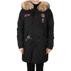 AS65 [여성착용가능 블랙 멀티 패치 래빗 퍼 롱 야상 점퍼 Y1000PL-R RBT/N 990