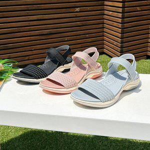 [바닐라슈] 리아즈 초경량 니트메쉬 벨크로 탄력웨지 샌들(4cm)