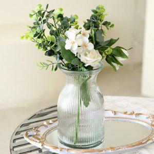 [조아트]인테리어 유리 화병 꽃꽂이 튤립 스트라이프 투명 플리츠화병