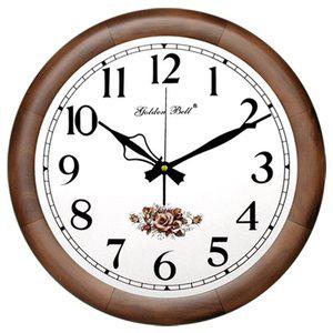 [골든벨]PM3019 무소음 원목 원형 플라워 벽시계 40cm 국산