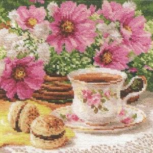 [RGKO1QQR]차 한 잔의 여유 사각 캔버스 보석십자수 30x30