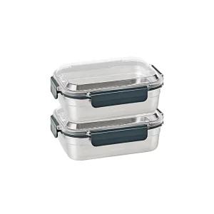 글라스락 클린 스텐 밀폐용기 직사각 1,500ml 2개 세트, 1개