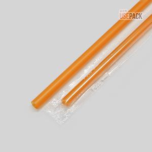 일회용 빨대 25cm 일자 오렌지 개별 포장 500개 스트로우
