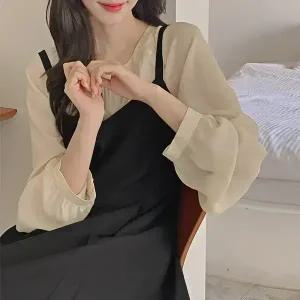 핫핑 [고급스러움/하객룩] 비온트 셔링 쉬폰 긴팔 블라우스