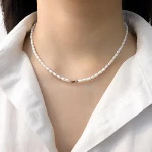 14k 물고기 담수 진주 목걸이 OPPN0672