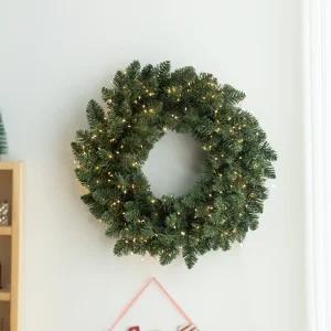 크리스마스 리스 무장식 원형 벽장식 고급 풍성한 몬타나 45cm PVC 벽걸이 매장 현관 꾸미기 만들기