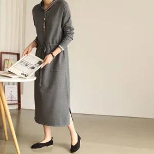 써니11 miel 배색 후드원피스
