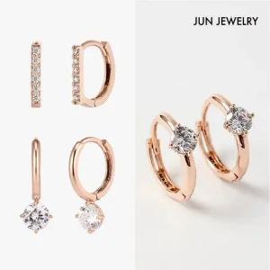 [준주얼리] [JUU]10K 원터치 큐빅 데일리 베이직 귀걸이 [3종택1]