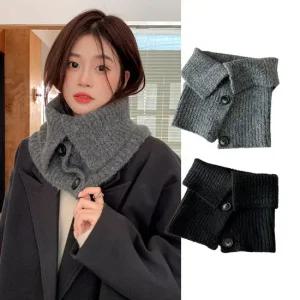 엔비 버튼 니트 넥워머 여성 머플러 넥워머 케이프