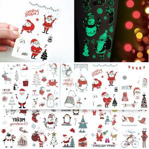 니즈엘 야광 성탄절 타투 스티커 (10장) 헤나 문신 판박이 크리스마스 선물 마스크 꾸미기 단체 행사