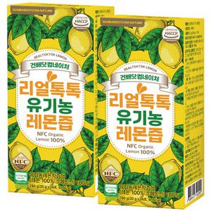 건배닷컴네이처 리얼톡톡 유기농 레몬즙 2박스(총28포) NFC 100% 착즙 레몬수 원액 레몬 주스 레몬물 액상 스틱 홍여진의 레몬즙
