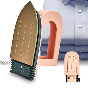 휴대용 소형 다리미 접이식 핸디형 여행용 온도조절 가정용 핑크