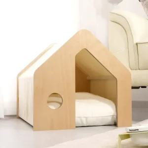 펫코본 원목 강아지집 자작나무 애견하우스 고양이집 순면 방석 S