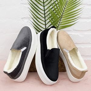 (국내제작) 4cm키높이 통굽 플랫폼 퍼안감 겨울 털슬립온