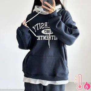 [하프클럽/]기모 1987 배색후드 풀오버 티셔츠 겨울 데일리 캐주얼 기볍고 핏