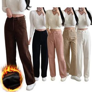 (3단 기장) 겨울 여성 기모 코듀로이 골덴 바지 와이드 팬츠 본딩 키작녀 스판 빅사이즈 5컬러