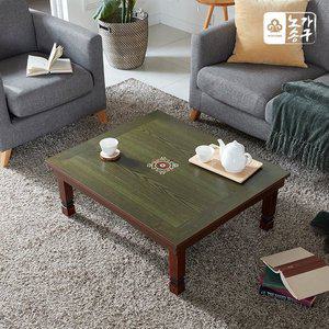 [노송가구] 제이드 800 꽃상감 정사각 원목 테이블 교자상