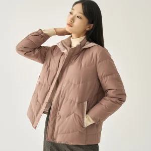 [지센] (2컬러) 리사이클 니트후드 덕다운 숏 점퍼 LCDWNA23