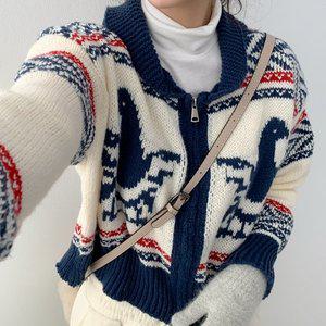 [입꼬]버드 인디언 노르딕 카라 니트 집업