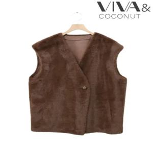 [비바앤코코넛][여성] 원버튼 밍크 퍼 베스트 조끼 VNDCVT11DB1
