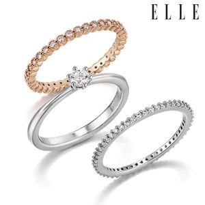 [엘르주얼리] 럭셔리 콤비 레이어드 링 3종 세트 ELBRWR109