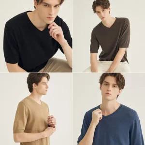 베이지코 코튼100 남성 V넥니트 4종세트