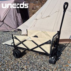 유니즈 캠핑웨건 광폭바퀴형 UN-FW02 접이식 손수레 트롤리 카트 베이지