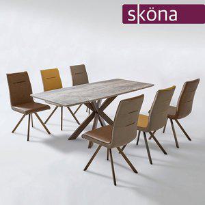 [스코나]허더스 천연회동대리석 1650 6인 식탁세트