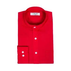 레드 차이나 카라 남자 셔츠 긴팔 20대 30대 남성 빨간색 남방 헨리넥