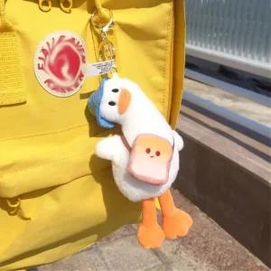 틸트 귀여운 옆으로 고개 갸우뚱 오리 키링 가방고리 열쇠고리 TDK-2