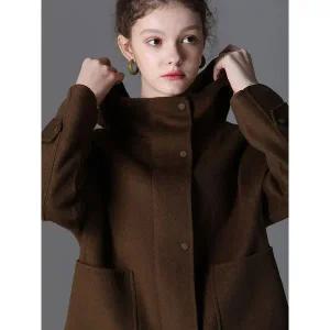 [모리모리스]하이넥 후드 핸드메이드 울코트_P352315679