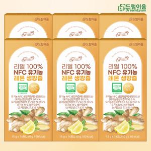 드림이음 레몬 생강즙 리얼 100% NFC 유기농 15g x 14포 6박스 생강차
