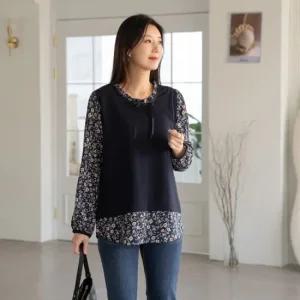 엄마옷 마담4060 플로랄리본블라우스 마담옷 -ZBL2502006-