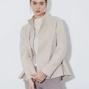 [올리비아로렌]자수 포인트 밴드 카라 자켓