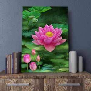 [BZJIJM22_4B]연꽃그림액자 돈들어오는 꽃그림 41캔버스9