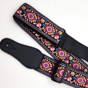 [모두쇼핑]기타어깨끈 자수문양 현악기 스트랩 줄 레드 기타스트랩 통기타스트랩 베이스기타스트랩 일렉기