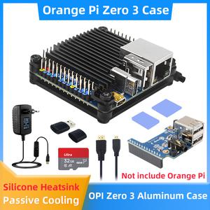 Orange Pi Zero 3 케이스 알루미늄 합금 쉘 패시브 쿨링 CPU RAM 실리콘 방열판 옵션 파워 서플라이 OPI