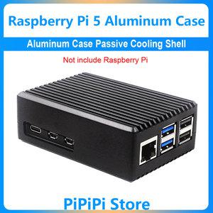 라즈베리 파이 5 알루미늄 케이스 실리콘 방열판 패시브 냉각 쉘 스위치 버튼 RPI Pi5용 자동 방열