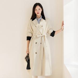 [시크라인] (~XL까지) 유레아 배색카라 루즈핏 더블버튼 코트 롱코트 봄 가을 데일리 일상 캐쥬얼 출근룩 빅사이즈