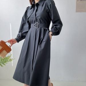 [신상오픈런] 트렌치원피스 허리벨트 퍼프긴팔 플레어 바스락