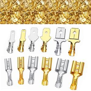 100 개/몫 2.8/4.8/6.3mm 여성 및 압착 단자 황동 자동차 스피커 전선 커넥터 절연 외장