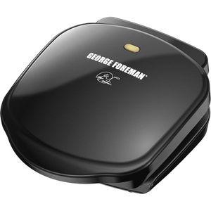 George Foreman 2인용 클래식 플레이트 전기 실내 그릴 및 파니니 프레스 블랙 GR10B