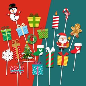 메리 크리스마스 컵케이크 토퍼, 산타 클로스 눈사람 패턴 파티 디저트 베이킹 장식 선택, 24 개