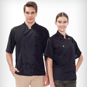 여름 스판 기능성 쿨메쉬 요리사 작업 조리복 블랙
