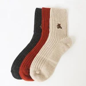 [닥스](센텀시티점)DBSS5E914BK [여성장목3족] 닥스베어 자수 장식 골지 장목 3족세트