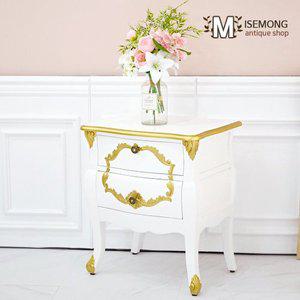 [기타]미세몽 보니 원목 화이트 2단 미니 엔틱 협탁