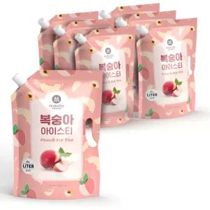 맥널티 복숭아 아이스티 파우치 대용량 1L x 6개